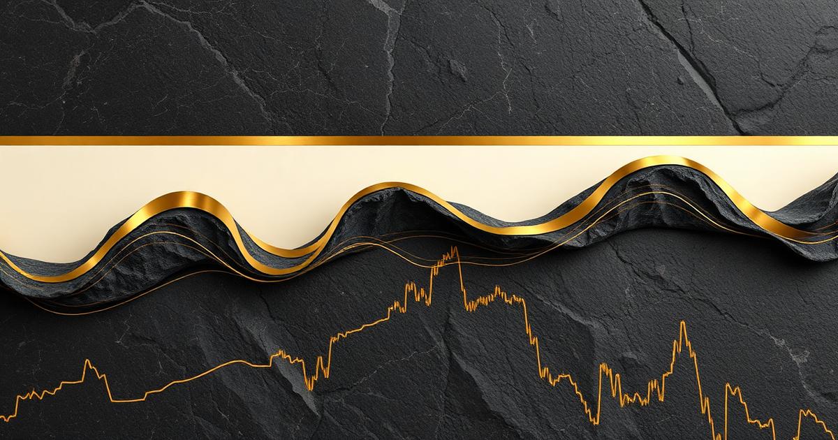 Illustrazione editoriale con onde dorate che rappresentano la volatilità di mercato